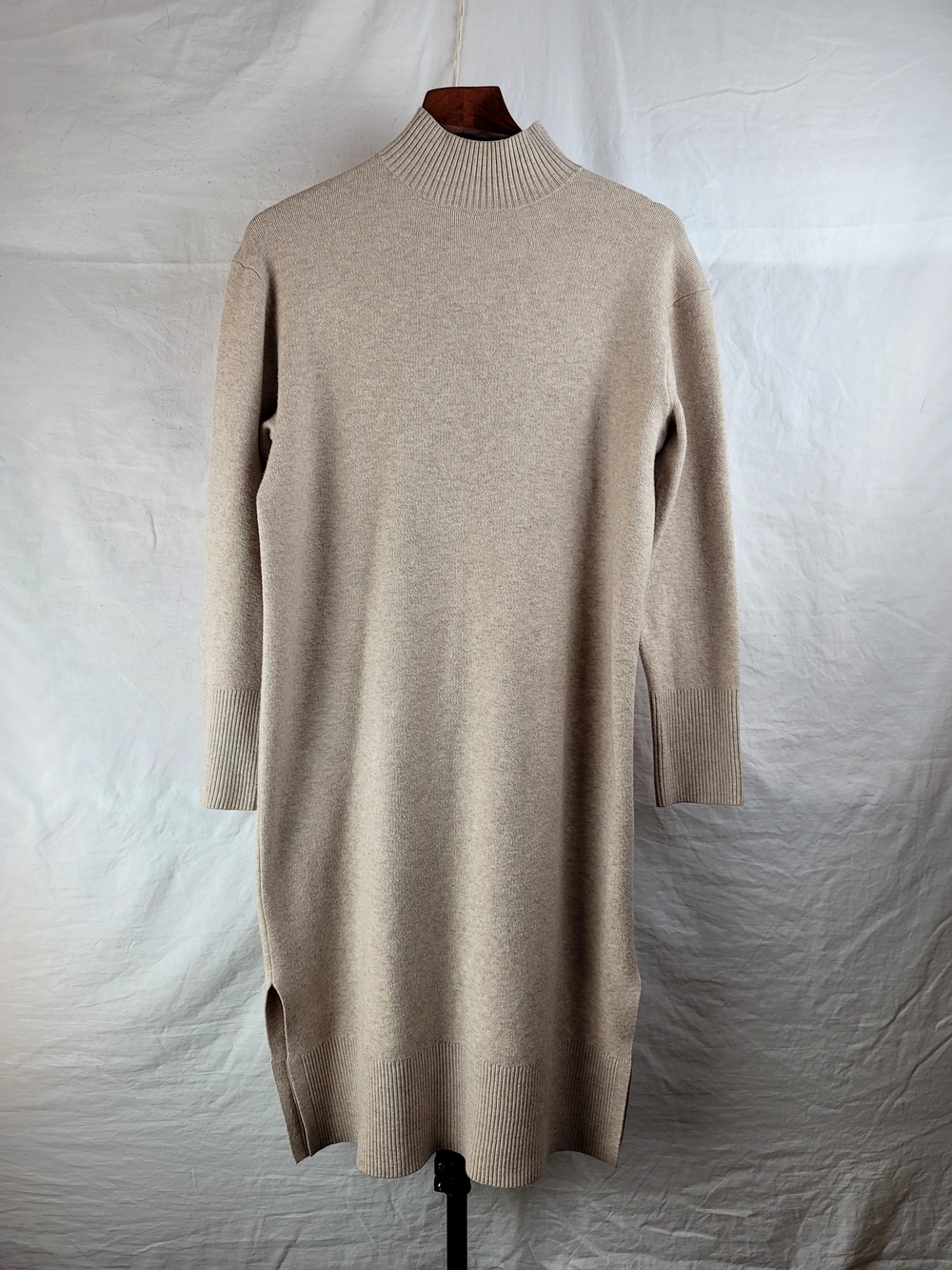 NWT A New Day Women's Mock Neck Knit Sweater Dress - Oatmeal Heather (Size S)